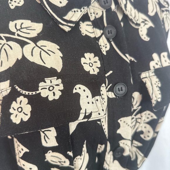 Rachel Zoe Black & Cream Floral Linen Blend Belted Romper Size 6 (1260) - Picture 9 of 17